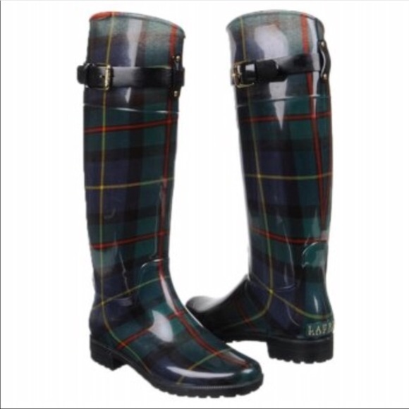 ralph lauren plaid rain boots